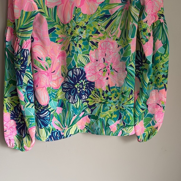 Lilly Pulitzer Shea Silk Tunic Top, Multi Island Escape XS - Picture 11 of 13
